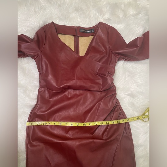 #248 NY&Co Gabrielle Union Leatherette Ruched Dress size S NWT - Picture 10 of 13